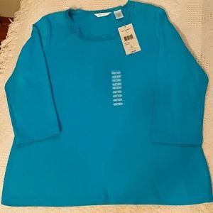 BNWT Laura Ashley L 3/4 sleeve shirt w/lace trim